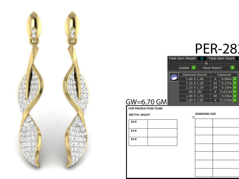 Printable 3D Jewelry design of Earrings with diamonds 3D Модель