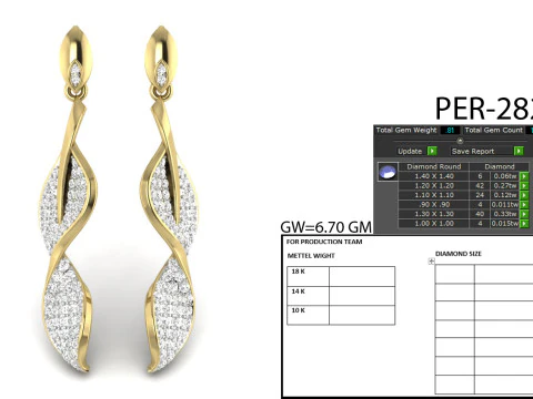 Printable 3D Jewelry design of Earrings with diamonds 3D Model