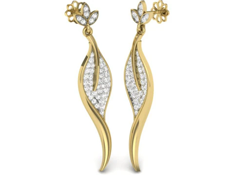 Printable 3D Jewelry design of Earrings with diamonds 3D Model