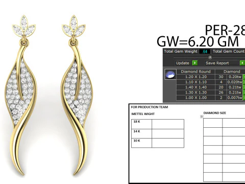 Printable 3D Jewelry design of Earrings with diamonds 3D Model