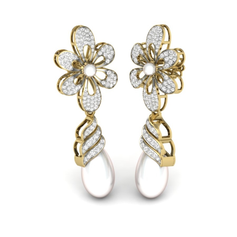 Printable 3D Jewelry design of Earrings with diamonds Modelo 3D .c4d .max .obj .3ds .fbx .stl .blend