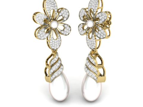 Printable 3D Jewelry design of Earrings with diamonds 3D Модель