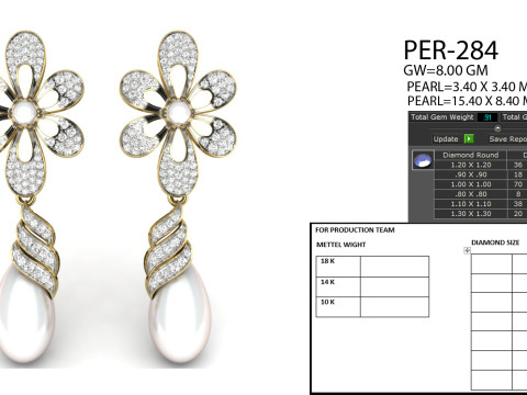 Printable 3D Jewelry design of Earrings with diamonds Modelo 3D