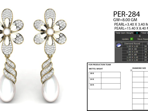 Printable 3D Jewelry design of Earrings with diamonds 3D Model