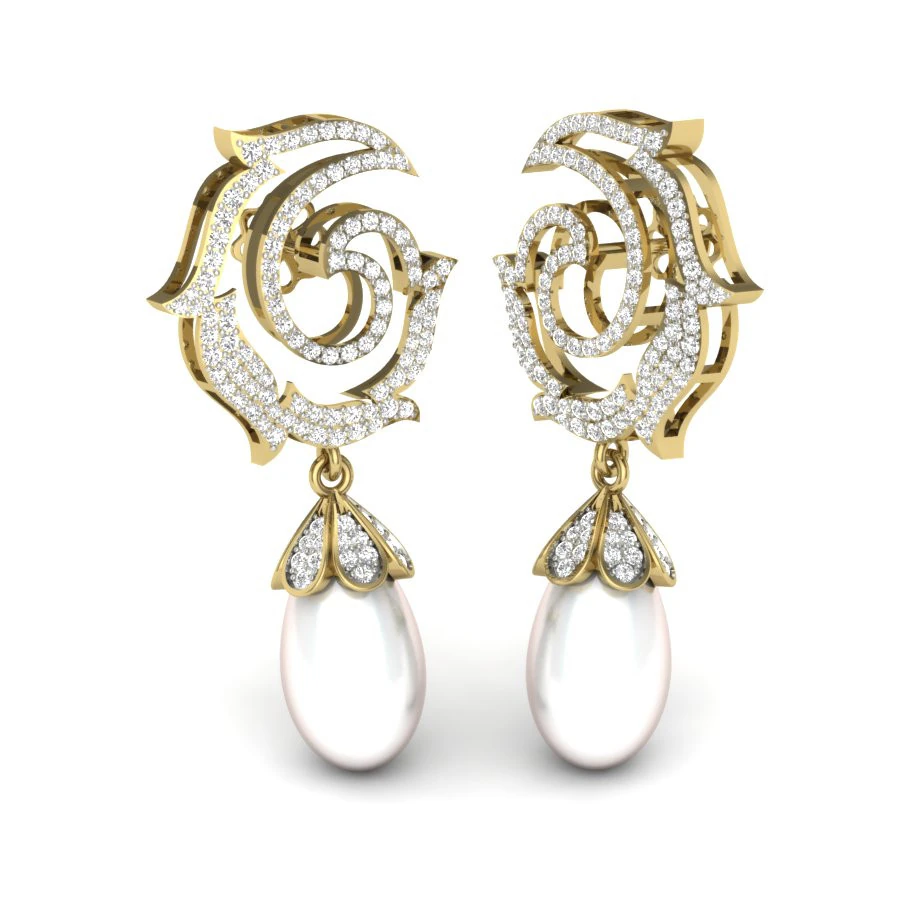 Printable 3D Jewelry design of Earrings with diamonds 3D Model .c4d .max .obj .3ds .fbx .stl .blend 