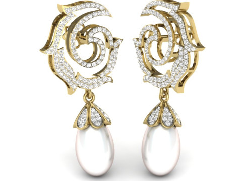 Printable 3D Jewelry design of Earrings with diamonds 3D Модель