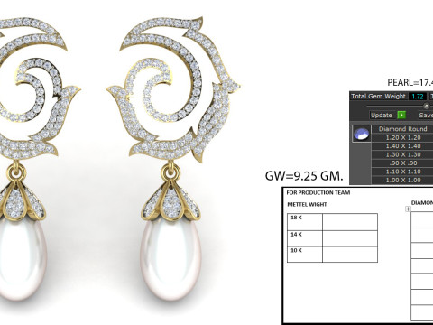 Printable 3D Jewelry design of Earrings with diamonds 3D Model