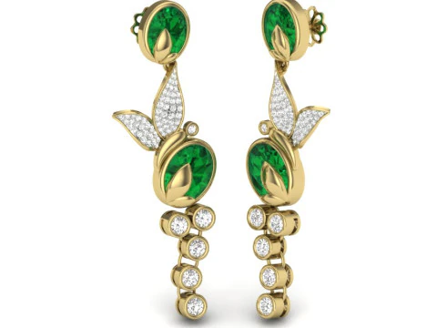 Printable 3D Jewelry design of Earrings with diamonds 3D Model