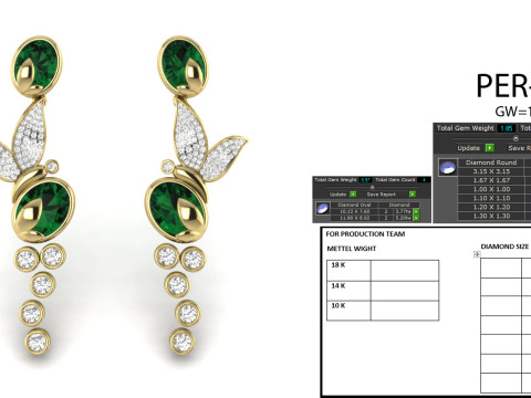 Printable 3D Jewelry design of Earrings with diamonds Model 3D