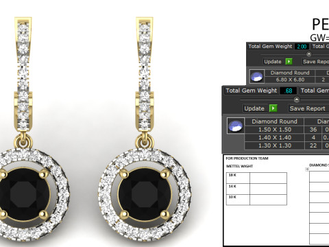 Printable 3D Jewelry design of Earrings with diamonds Modèle 3D