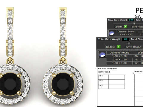 Printable 3D Jewelry design of Earrings with diamonds 3D Model