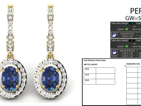 Printable 3D Jewelry design of Earrings with diamonds Model 3D