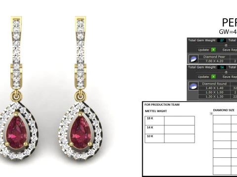Printable 3D Jewelry design of Earrings with diamonds 3D Model