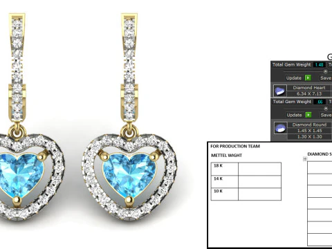 Printable 3D Jewelry design of Earrings with diamonds 3D Model