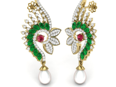 Printable 3D Jewelry design of Earrings with diamonds 3D Модель