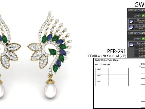 Printable 3D Jewelry design of Earrings with diamonds Model 3D
