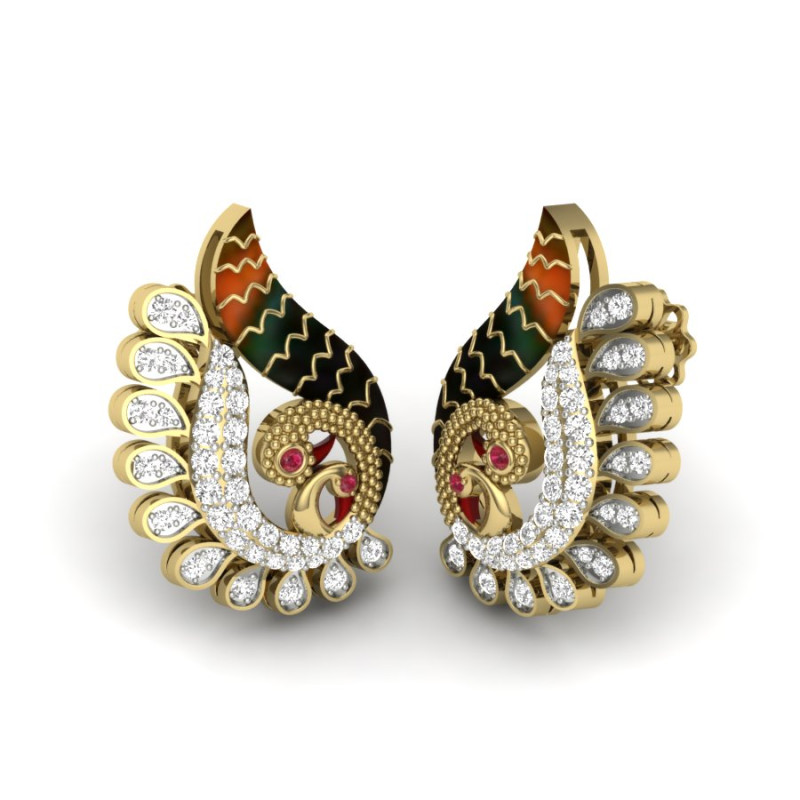 Printable 3D Jewelry design of Earrings with diamonds 3D Модель .c4d .max .obj .3ds .fbx .stl .blend