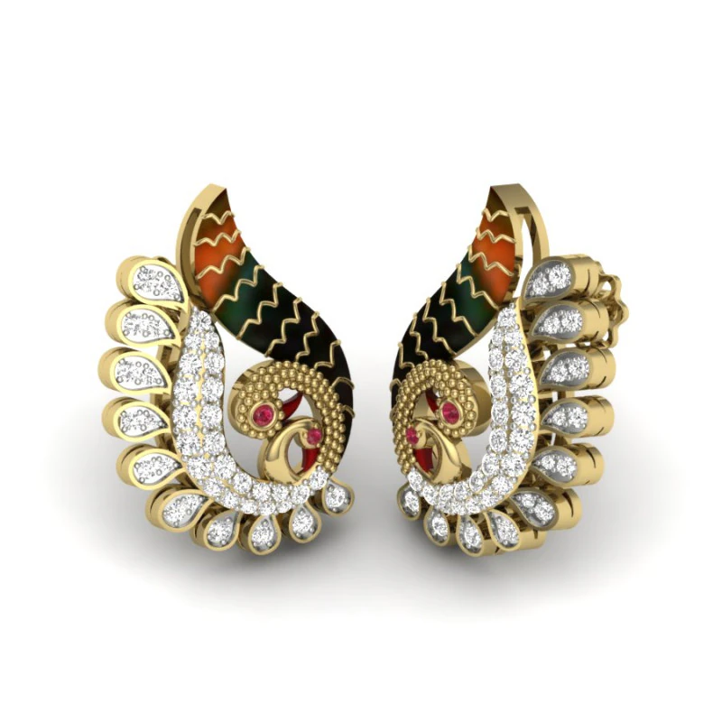 Printable 3D Jewelry design of Earrings with diamonds 3D Model .c4d .max .obj .3ds .fbx .stl .blend