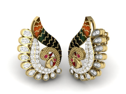 Printable 3D Jewelry design of Earrings with diamonds Model 3D