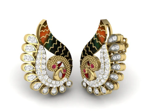 Printable 3D Jewelry design of Earrings with diamonds 3D Model