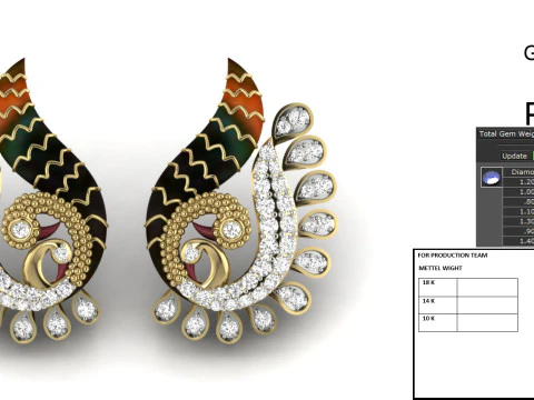 Printable 3D Jewelry design of Earrings with diamonds 3D Model
