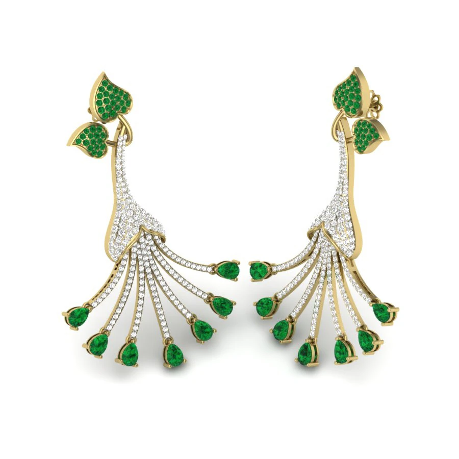 Printable 3D Jewelry design of Earrings with diamonds 3D Model .c4d .max .obj .3ds .fbx .stl .blend 