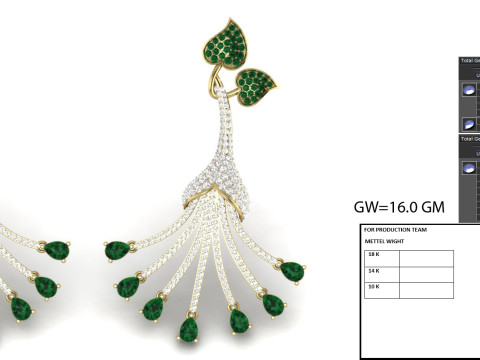 Printable 3D Jewelry design of Earrings with diamonds Model 3D