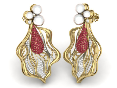 Printable 3D Jewelry design of Earrings with diamonds Modèle 3D