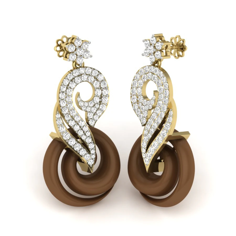Printable 3D Jewelry design of Earrings with diamonds 3D Model .c4d .max .obj .3ds .fbx .stl .blend 