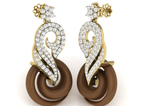 Printable 3D Jewelry design of Earrings with diamonds 3D Model