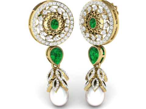 Printable 3D Jewelry design of Earrings with diamonds Model 3D