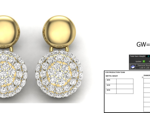 Printable 3D Jewelry design of Earrings with diamonds 3D Model