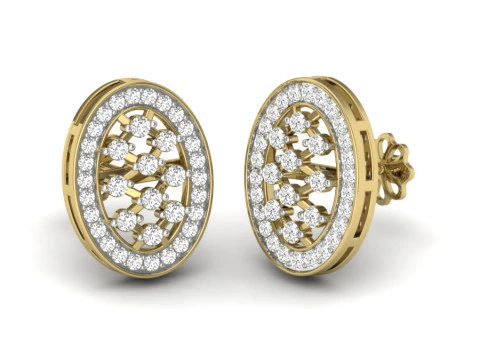 Printable 3D Jewelry design of Earrings with diamonds 3D Model