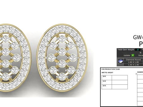 Printable 3D Jewelry design of Earrings with diamonds 3D Model