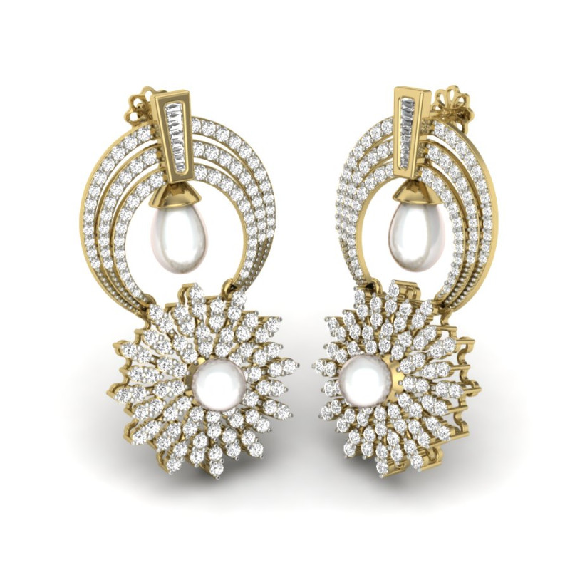 Printable 3D Jewelry design of Earrings with diamonds 3D Model .c4d .max .obj .3ds .fbx .stl .blend 
