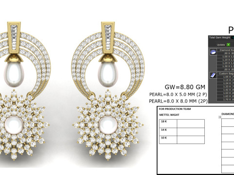 Printable 3D Jewelry design of Earrings with diamonds 3D Model