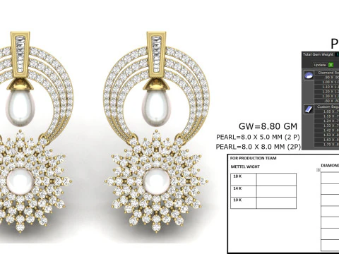 Printable 3D Jewelry design of Earrings with diamonds 3D Model