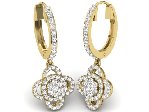 Printable 3D Jewelry design of Earrings with diamonds Model 3D
