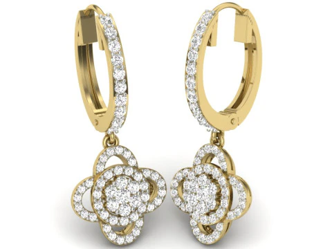 Printable 3D Jewelry design of Earrings with diamonds 3D Model