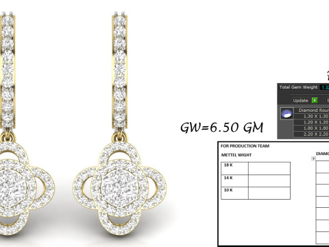Printable 3D Jewelry design of Earrings with diamonds 3D 模型