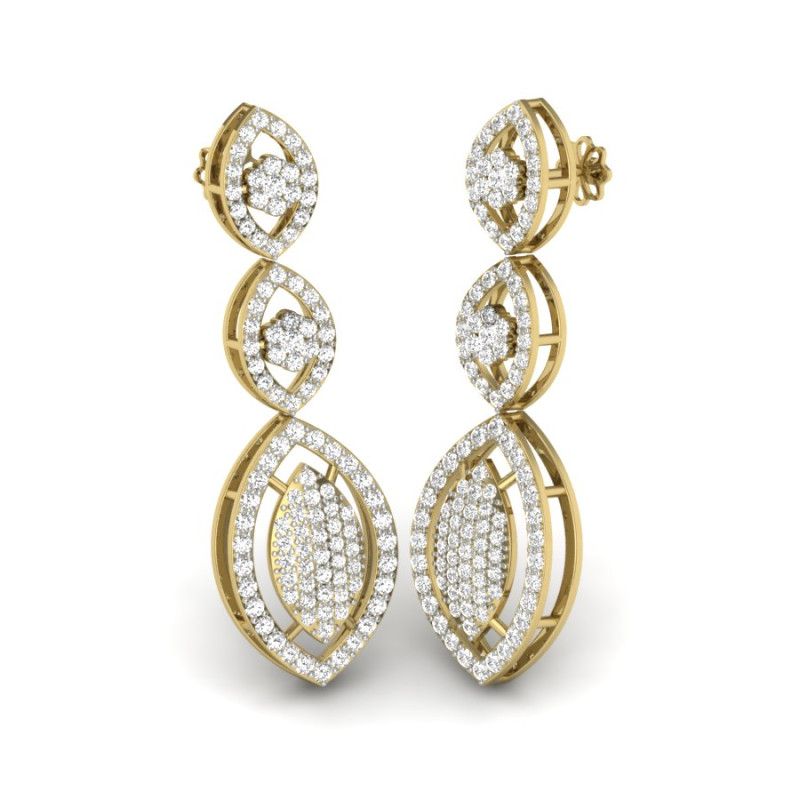 Printable 3D Jewelry design of Earrings with diamonds 3D Модель .c4d .max .obj .3ds .fbx .stl .blend 