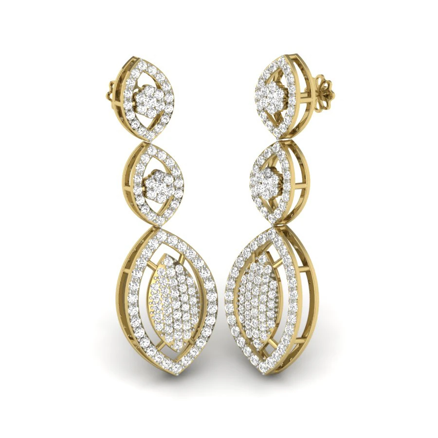Printable 3D Jewelry design of Earrings with diamonds 3D Model .c4d .max .obj .3ds .fbx .stl .blend 