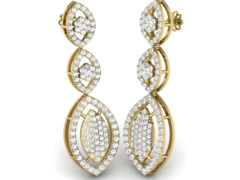 Printable 3D Jewelry design of Earrings with diamonds Model 3D