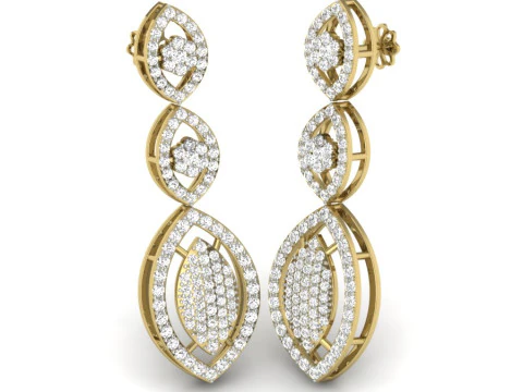 Design stampabile di gioielli 3D di orecchini con diamanti Modello 3D