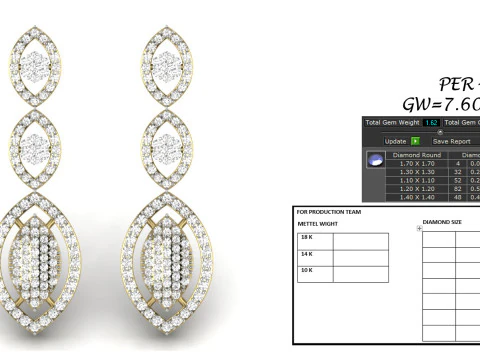 Printable 3D Jewelry design of Earrings with diamonds 3D Model