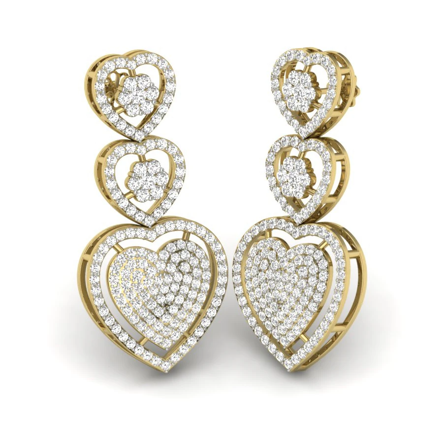 Printable 3D Jewelry design of Earrings with diamonds 3D Model .c4d .max .obj .3ds .fbx .stl .blend 