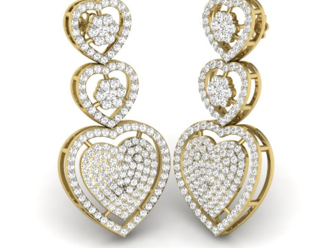 Printable 3D Jewelry design of Earrings with diamonds Model 3D