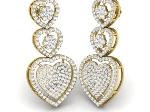 Printable 3D Jewelry design of Earrings with diamonds 3D Model