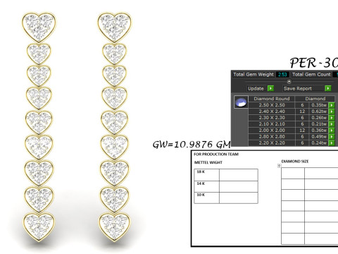Printable 3D Jewelry design of Earrings with diamonds Model 3D