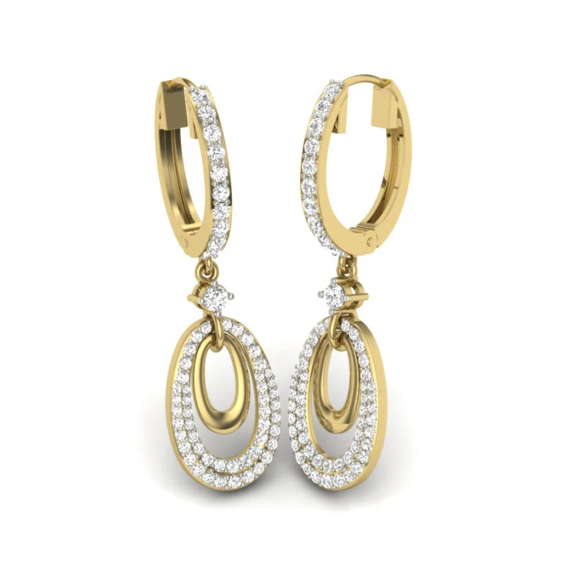 Printable 3D Jewelry design of Earrings with diamonds 3D Model .c4d .max .obj .3ds .fbx .stl .blend